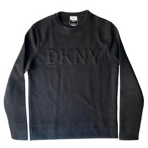 DKNY Men’s Long Sleeve Screw Neck Thick T-shirt size S, Solid Black